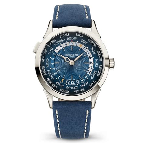 patek philippe world time blue dial|Patek Philippe blue face price.